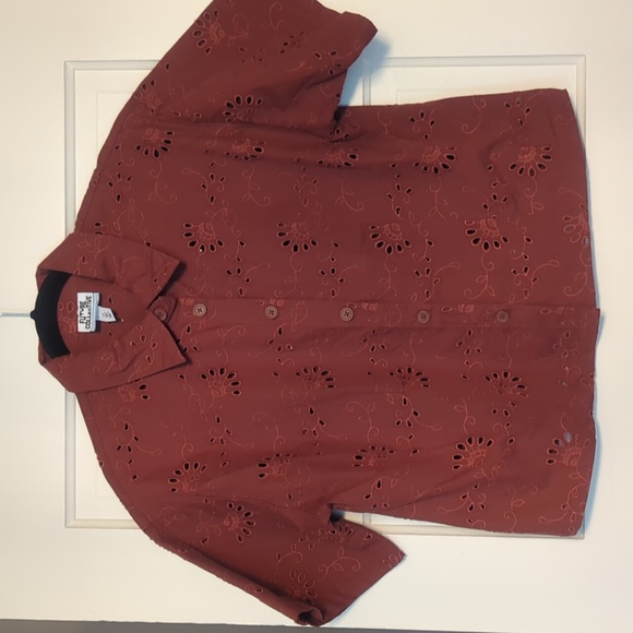 Target Short Sleeve Eyelet Button-Down Shirt Future Collective™ Collab Rust - Picture 4 of 5